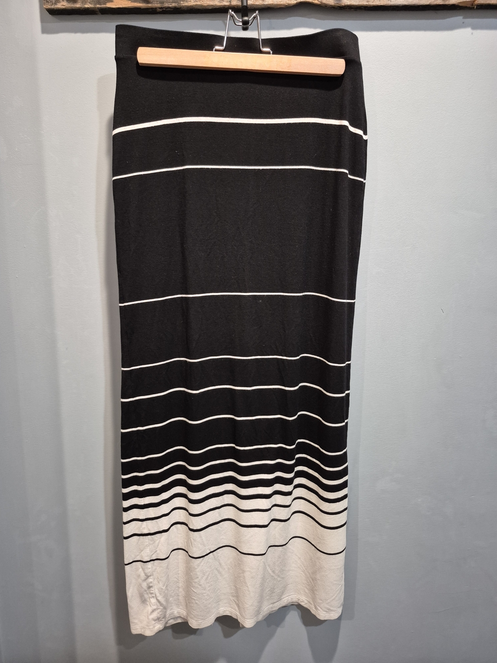 Dalia Black and White Striped Midi Skirt Size Small